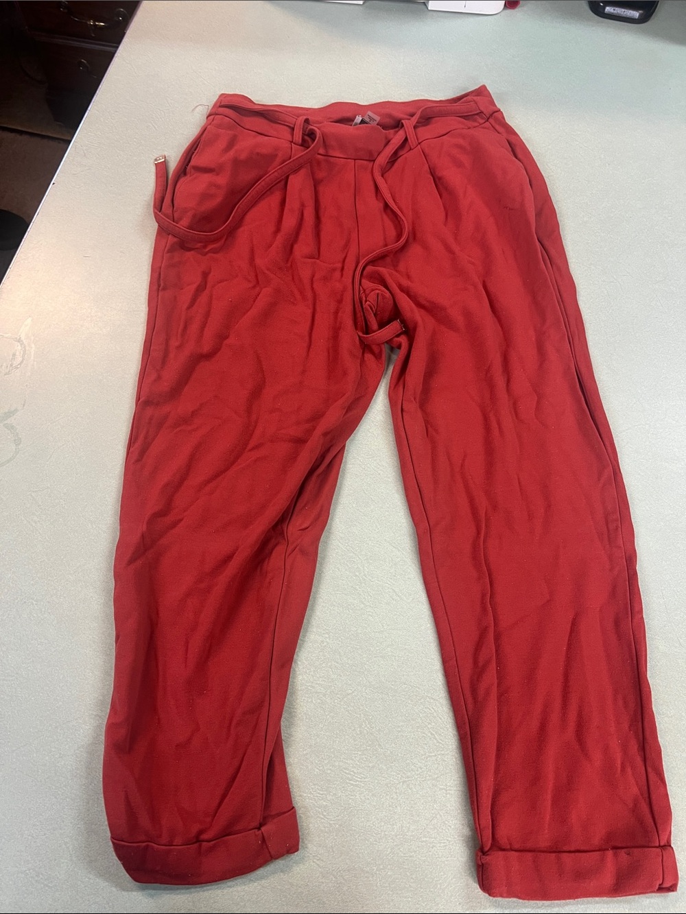 Men's Red Drawstring Casual Pants